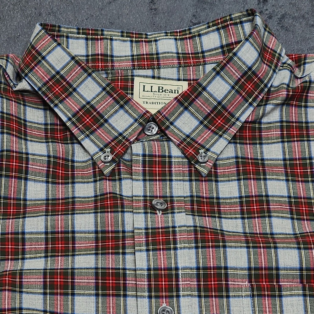 L.L.Bean Men's Traditional Fit Plaid Button-Down Long Sleeve Shirt XXL-Tall